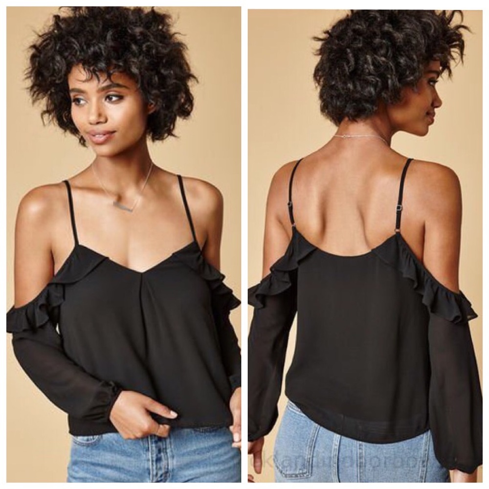New | Honey Punch | Exposed Shoulder Ruffle Top